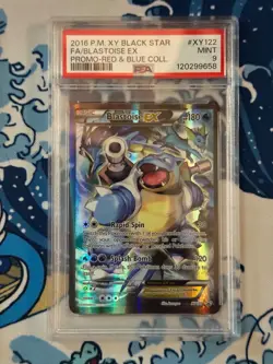 2016 Pokemon XY Black Star Promo XY122 Full Art Blastoise Ex Red Blue Psa 9 MINT - Image 1