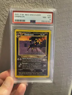 2001 Pokemon Neo Discovery Umbreon PSA 8 32/75 Non Holo Mint - Image 1