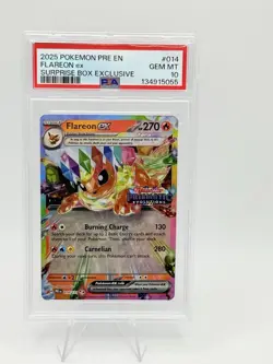 Pokemon - Flareon ex 014 Prismatic Evolutions Stamp **PSA 10** Surprise Box - Image 1