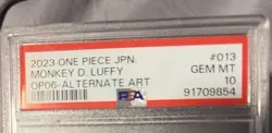 Monkey D. Luffy 013 Alternate Art One Piece Op06 One Piece Japanese PSA 10 - Image 3
