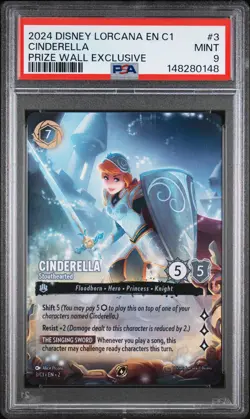 DISNEY LORCANA EN C1-LORCANA CHALLENGE PROMO #3 CINDERELLA - STOUTHEARTED PSA 9 - Image 1