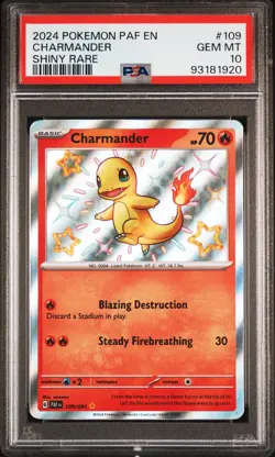 2024 POKEMON PAF EN-PALDEAN FATES SHINY RARE #109 CHARMANDER PSA 10 - Image 1