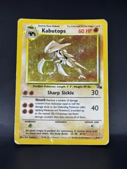 Pokemon Kabutops 9/62 Fossil Holo MP-HP - Image 1