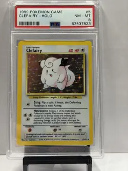 1999 POKEMON GAME CLEFAIRY-HOLO BASE SET UNLIMITED 5/102 PSA 8 NM-MT WOTC - Image 1