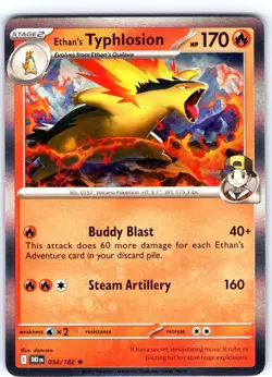 Ethan's Typhlosion 034/182 Rare Destined Rivals Pokemon Holo Near Mint - Image 1