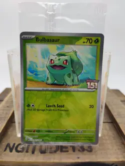 Bulbasaur 001/165 - Pokemon 151 MEW-EN Best Buy Stamped SEALED Promo - Image 1