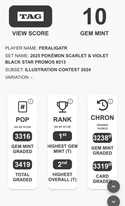 TAG 10 Feraligatr SVP 213 Black Star Promo Illustration Contest 2024 Pokemon🔥🔥 - Image 3