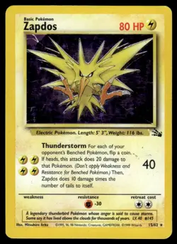 Zapdos #15 - Rare HOLO - Pokemon Fossil WOTC - LP - Image 1