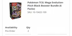 Pokemon TCG: Mega Evolution-Pitch Black Booster Bundle (6 Packs) PRE-ORDER - Image 1
