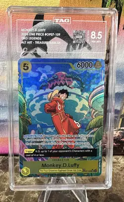 Monkey D. Luffy TAG 8.5 One Piece English Card OP07-109 2024 Treasure Rare - Image 1