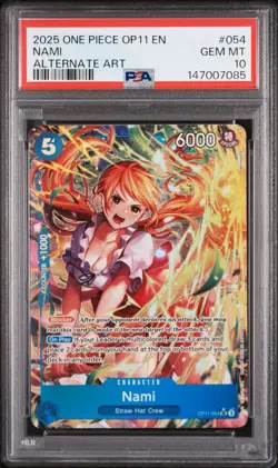 2025 One Piece Nami OP11-054 Alternate Art A Fist Of Divine Speed Graded PSA 10 - Image 1