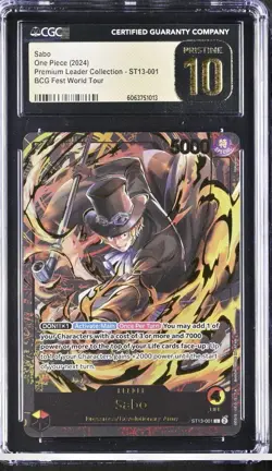 2024 ONE PIECE #ST13-001 SABO PREMIUM LEADER COLLECTION PRISTINE 10 TOP POP - Image 1