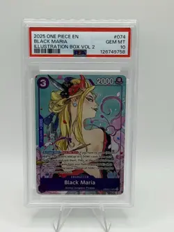 2025 ONE PIECE PROMOS ILLUSTRATION BOX VOL 2 #074 BLACK MARIA PSA 10 - Image 1