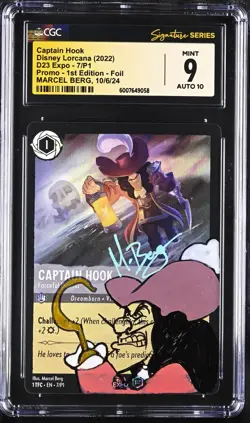 MARCEL BERG Signed 2022 Disney Lorcana D23 Expo #7 Captain Hook CGC 9 AUTO 10 - Image 1