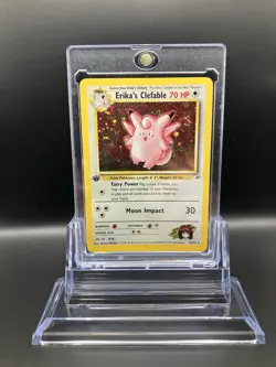2000 Pokemon Gym Heroes 1st Edition Erika's Clefable Holo #3/132 SWIRL! MP/LP - Image 1