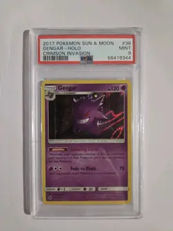 2017 POKEMON SUN & MOON CRIMSON INVASION #38 GENGAR-HOLO PSA 9 - Image 1