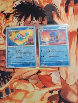 Pokemon TCG 151 Squirtle + Wartortle 007-008/165 Reverse Holo NM - Image 1