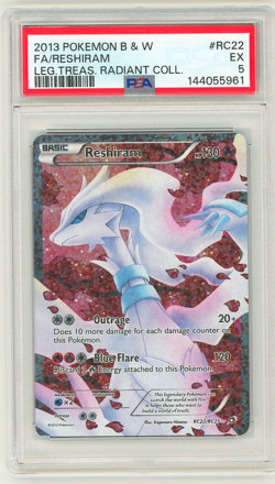 2013 POKEMON B & W LEGENDARY TREASURES RAD COLL #RC22 FULL ART RESHIRAM PSA 5 - Image 1