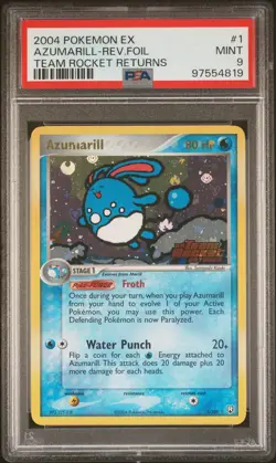 2004 Pokemon Azumarill-Rev. Foil EX Team Rocket Returns #1 PSA 9 - Image 1