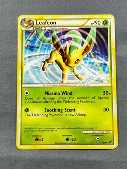 NM Leafeon 17/90 Rare HGSS Undaunted Pokemon Noriko Hotta - Image 1