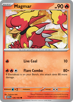 🔥 MAGMAR 126/165 COMMON 151 POKEMON NM/M AOKI 🔥 - Image 1