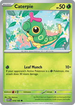 🔥 CATERPIE 010/165 COMMON 151 POKEMON NM/M MATSUNO 🔥 - Image 1