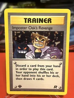 Imposter Oak's Revenge 76/82 Uncommon Team Rocket Pokemon 1st Edition MP - Image 1