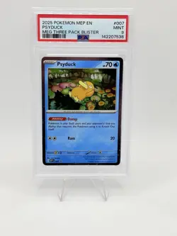 2025 POKEMON MEP EN-MEG 3-PACK BLISTER PROMO W/ SWIRL 🔥#007 PSYDUCK PSA 9 - Image 1