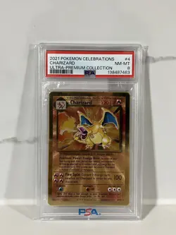 Charizard Metal Gold 004/102 Pokemon Celebrations Ultra-Premium Collection PSA 8 - Image 1
