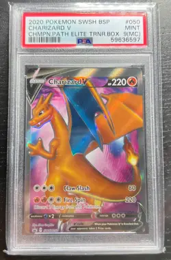 PSA 9 OC Charizard V #SWSH050 Champions Path Promo Pokemon Sword & Shield POP 27 - Image 1