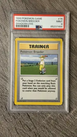 1999 Pokemon Shadowless Pokemon Breeder PSA 9 Mint #76 Base Set - Image 1