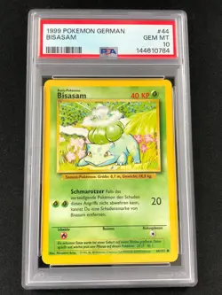 Pokemon 1999 Bulbasaur "Bisasam" German 44/102 PSA 10 - Image 1