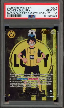 One Piece CCG Monkey.D.Luffy BVB X One Piece Match Day '25 ST13-003 PSA 10 - Image 1