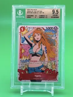 2024 One Piece OP06 En Nami Treasure Rare #007 Beckett 9.5 Gem Mint - Image 1