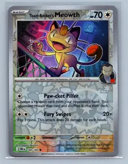Team Rocket's Meowth #149/182 Reverse Holo Destined Rivals Pokemon Card - NM - Image 2
