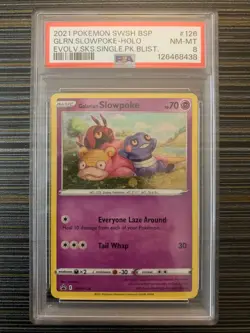2021 POKEMON SWSH BLACK STAR PROMO #126 GALARIAN SLOWPOKE-HOLO PSA 8 - Image 1