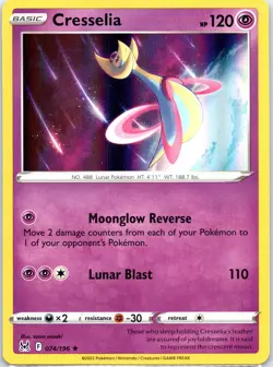 Pokemon Card Cresselia Lost Origin Holo Rare 074/196 Near Mint - Image 1