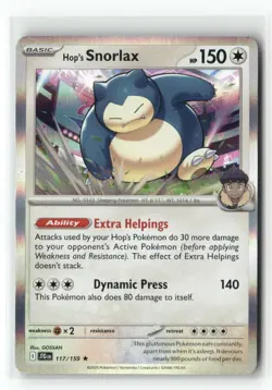 Hop's Snorlax 117/159 Rare Journey Together Pokemon Holo Near Mint - Image 1