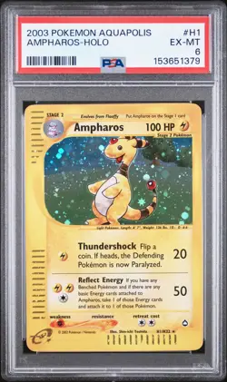 2003 POKEMON AQUAPOLIS #H1 AMPHAROS-HOLO PSA 6 - Image 1
