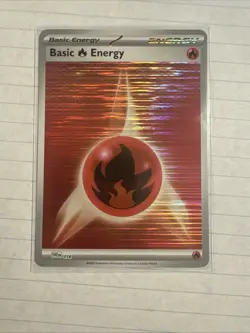 2025 Pokemon TCG Basic Fire Energy 018 Black Bolt White Flare Holo Card NM+ - Image 1