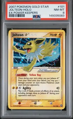 Pokemon Jolteon Gold Star EX Power Keepers Holo Ultra Rare #101 PSA 8 Mint - Image 1