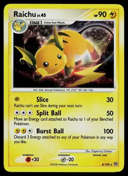 Pokemon Card - Raichu Stormfront 8/100 Holo Rare - Image 1