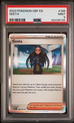 2023 POKEMON OBF EN-OBSIDIAN FLAMES #188 GEETA PSA 9 - Image 1