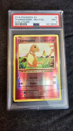 2016 Pokemon XY Evolutions Reverse Foil Holo Charmander #9 PSA 9 - Image 1