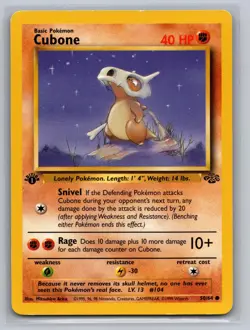 Cubone 50/64 MP Jungle 1st Edition Pokemon - Image 1