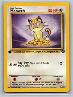 Meowth 56/64 LP Jungle 1st Edition Pokemon - Image 1