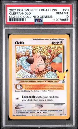 PSA 10 Cleffa Holo Rare Pokemon TCG Celebrations Classic Collection 20/111 - Image 1