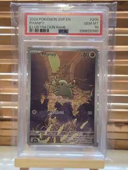 Pokemon TCG Phanpy Card Surging Sparks 205/191 PSA 10 - Image 1