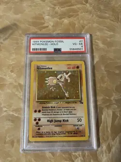 Pokemon TCG Hitmonlee Fossil Holo Card 7/62 Unlimited Rare PSA 4 WOTC 1999 - Image 3