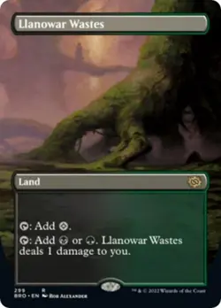 Llanowar Wastes (Borderless) -Foil Light Play MTG The Brothers' War - Image 1